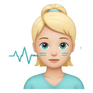 Smart health assistant emoji logo, human silhouette + pulse line, simple vector, soft colors sticker