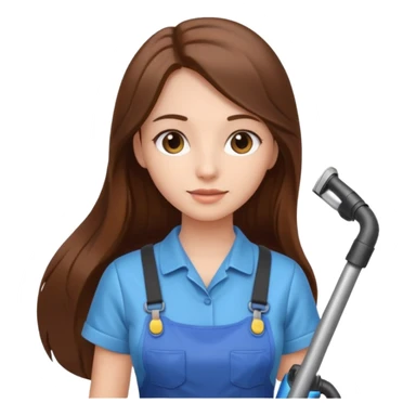 beautiful girl with long brown hair cleaning and vacuuming sticker