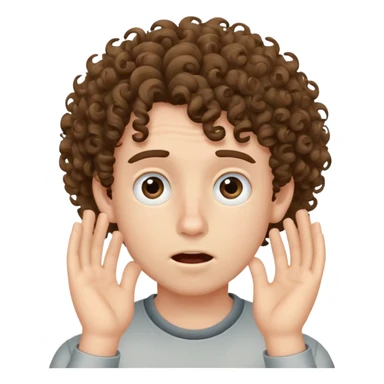 make a boy with curly hair with his hand in his face like he is hearing something stupid sticker
