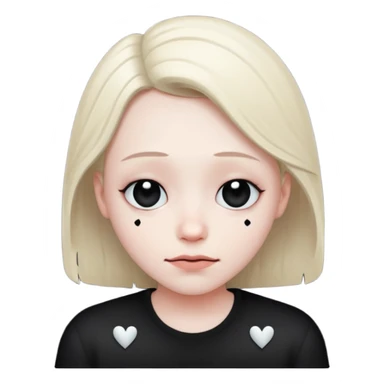 Smiley triste avec un sourire et des cœur noir sticker