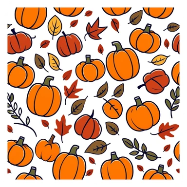 autumn fall scene with leaves, pumpkins, and cozy vibes sticker