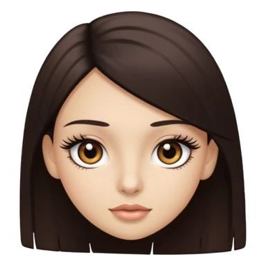 straight hair dark brown eyes and long lashes with and light  skin sticker