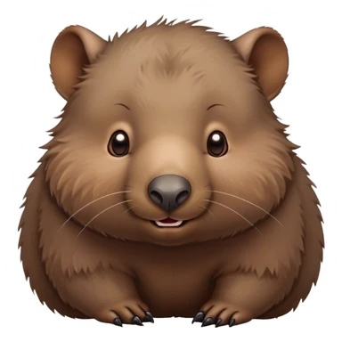 Cinematic Cute Wombat Portrait Emoji, Head tilted playfully and inquisitively, featuring a fluffy, shaggy brown fur with a round, endearing face and twinkling eyes full of gentle curiosity, Simplified yet irresistibly adorable features, highly detailed, glowing with a warm, friendly glow, high shine, affectionate and chubby, stylized with a touch of bushland whimsy, bright and endearing, soft glowing outline, capturing the essence of a mischievous yet loving wombat, so playful it feels like it could trundle out of the screen into your arms! sticker