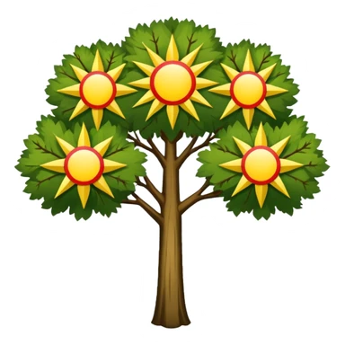 Флаг Чувашии(две мелкие красные полосы снизу, жёлтый фон, чувашское древо и три чувашских солнца из мифологии)  sticker