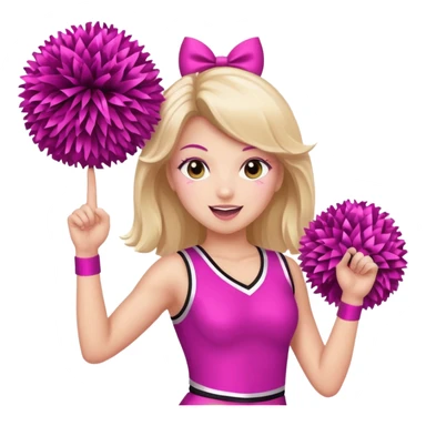 football cheerleader, holding big cheering poms, pink and twinkle sticker
