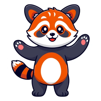 red panda waving and saying hello, friendly expression sticker