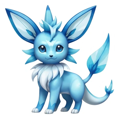 Shiny Cool Sparkly Cute Ethereal Glaceon-Vaporeon-Fakemon-hybrid-fusion- full body sticker