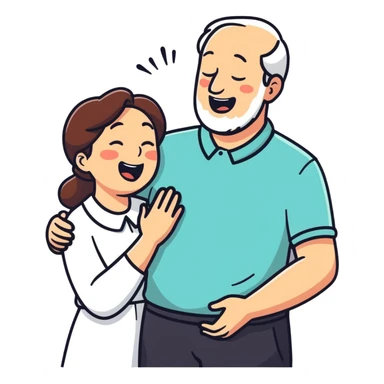 illustration of father celebrating the singing of divorce papers next to crying wife art influence sticker