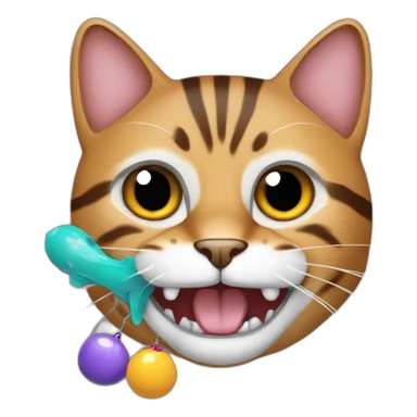 California spangled Cat with toys in teeth sticker