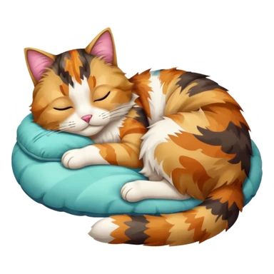 full body colourful light patched calico tabby cat sleeping sticker
