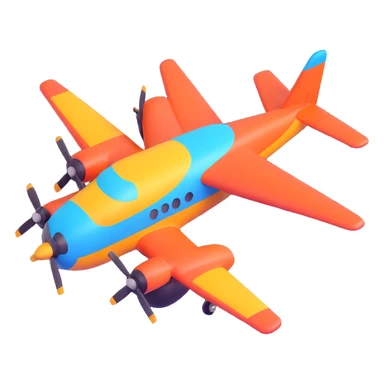 3D cartoon bomber airplane, rounded shapes, bright colors, animated style, playful design sticker