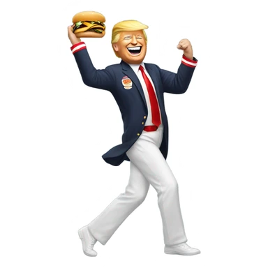 Dancing trump in a McDonald's uniform sticker