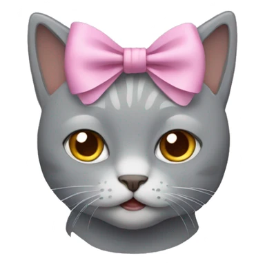 grey cat with a bow sticker