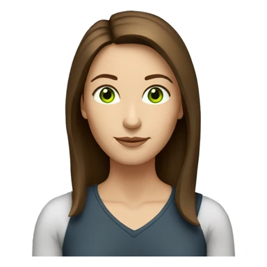 pretty middle age woman with green eyes and shoulder length straight brown hair casual sticker