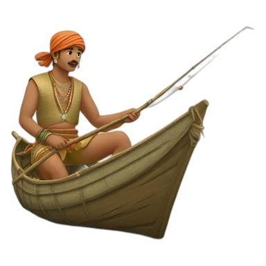Person in traditional fishing outfit Indian￼ sticker