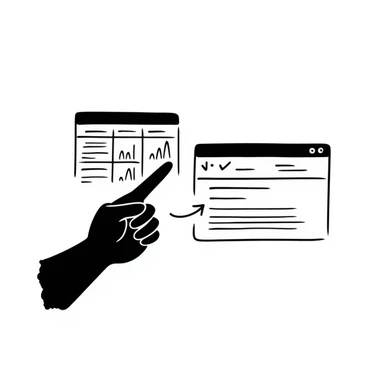 hand drawn pointing down with an Excel spreadsheet sticker