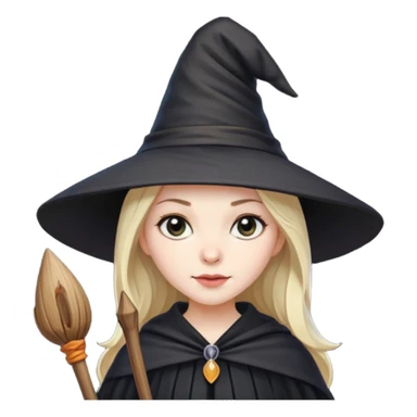 witch with a hat and a broomstick sticker