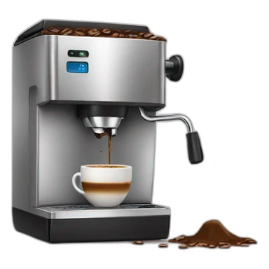 Broken Coffee machine with spilled coffee sticker