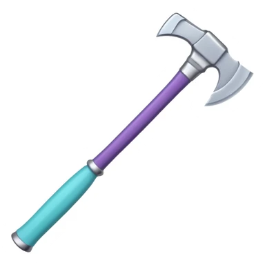 Axe with purple handle with silver blade with cyan edge sticker