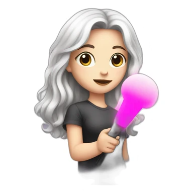 A white girl whit a black pink light stick in her hand sticker