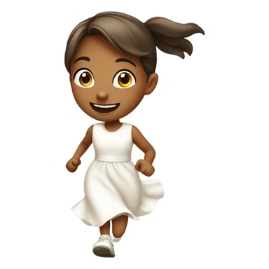 Cute little girl in white dress running  sticker