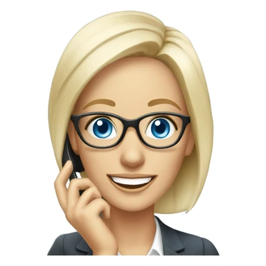 Elegant blonde office lady with glasses happy blue eyes talking on a phone  sticker