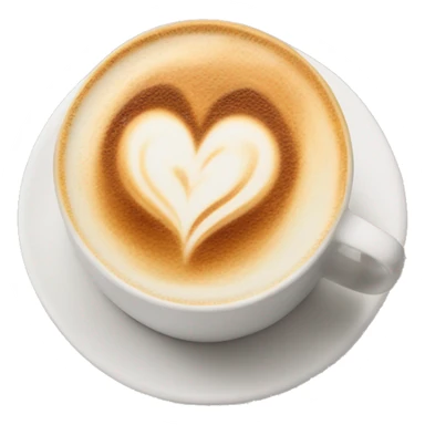 Warm cappuccino with a heart shaped latte art  sticker