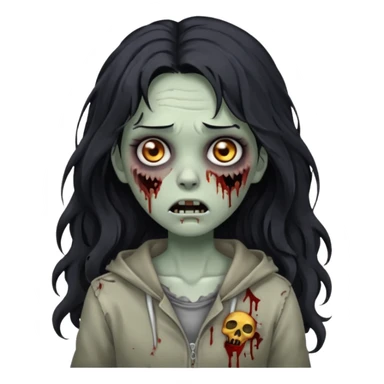 garota zumbi com cabelo preto ondulado longo  sticker
