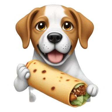 A dog eating a burrito sticker