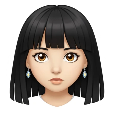 Girl with bangs and brown eyes, long straight black hair with piercings sticker