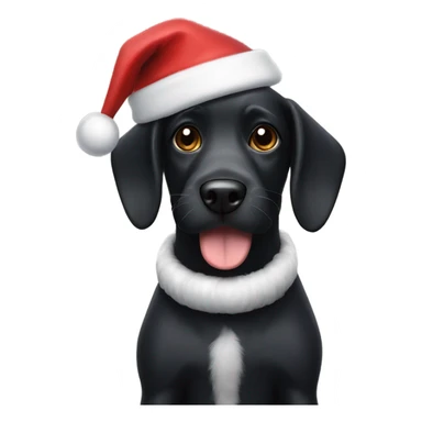 Black dog with 2 white toes and a Santa hat on  sticker