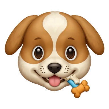 puppy face with bone in mouth sticker