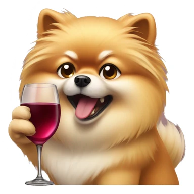 angry pomeranian with wine in paw sticker