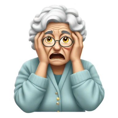 angry grandma cover her ears with her hand sticker