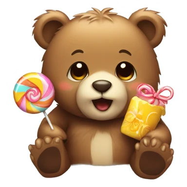 little bear with candy sticker
