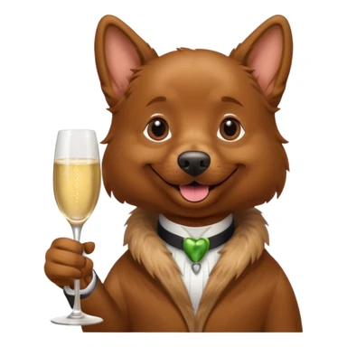 Brown dog Snauzer that drink champagne sticker