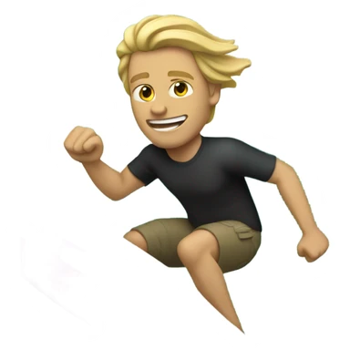 Man with long blonde hair surfing a wave sticker