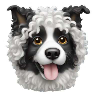 Black and white curly haired dog sticker