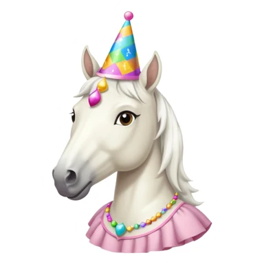 white horse in dress with party hat sticker