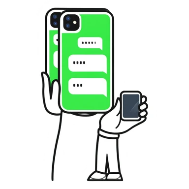 Person chatting with a bot on WhatsApp through iPhone sticker