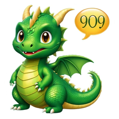 green small dragon with chat bubble written with *peep* sticker