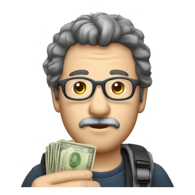 laufender Mann mit Glatze mit einem Geldschein in der Hand sticker