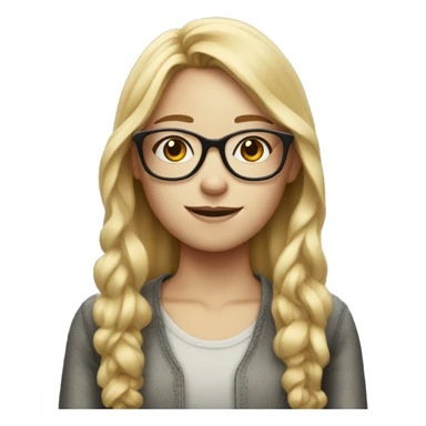 long blonde haired girl with freckles and red glasses sticker