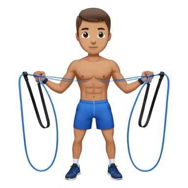 fit man with blue shorts resistance bands exercises sticker