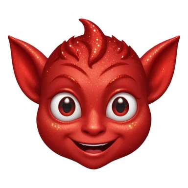 red glitter imp happy winking an eye sticker