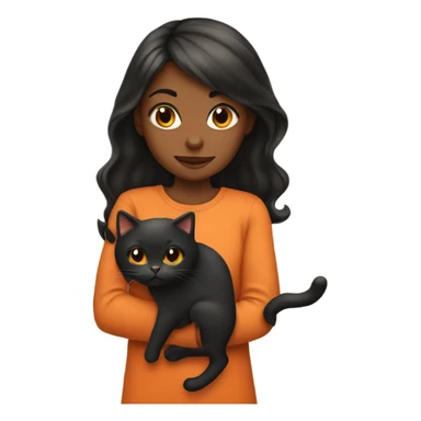 Girl holding orange and black cat sticker