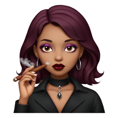 gothic brown Girl Smoking cigar  sticker