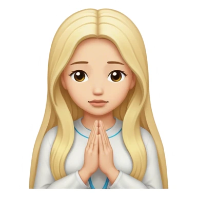 Cinematic realistic blonde with long hair prays sticker