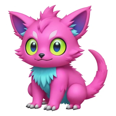 lush pastel-bright-vibrant warm-colored modern colorful neon-colored Fakémon-Digimon-Fionbri-Trico-creature sticker