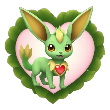 Leafeon Pokémon holding a heart sticker